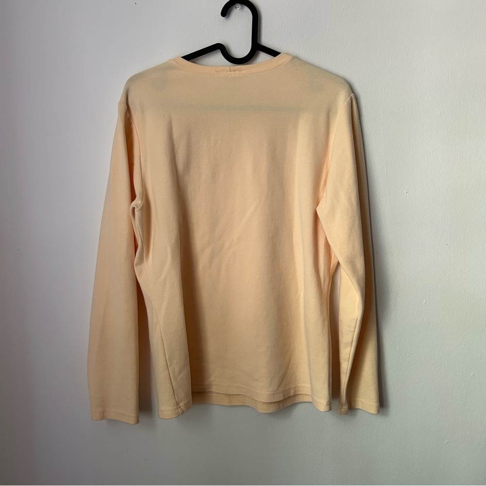 Talbots | Vintage Pale Yellow Basic Long-Sleeve C… - image 2